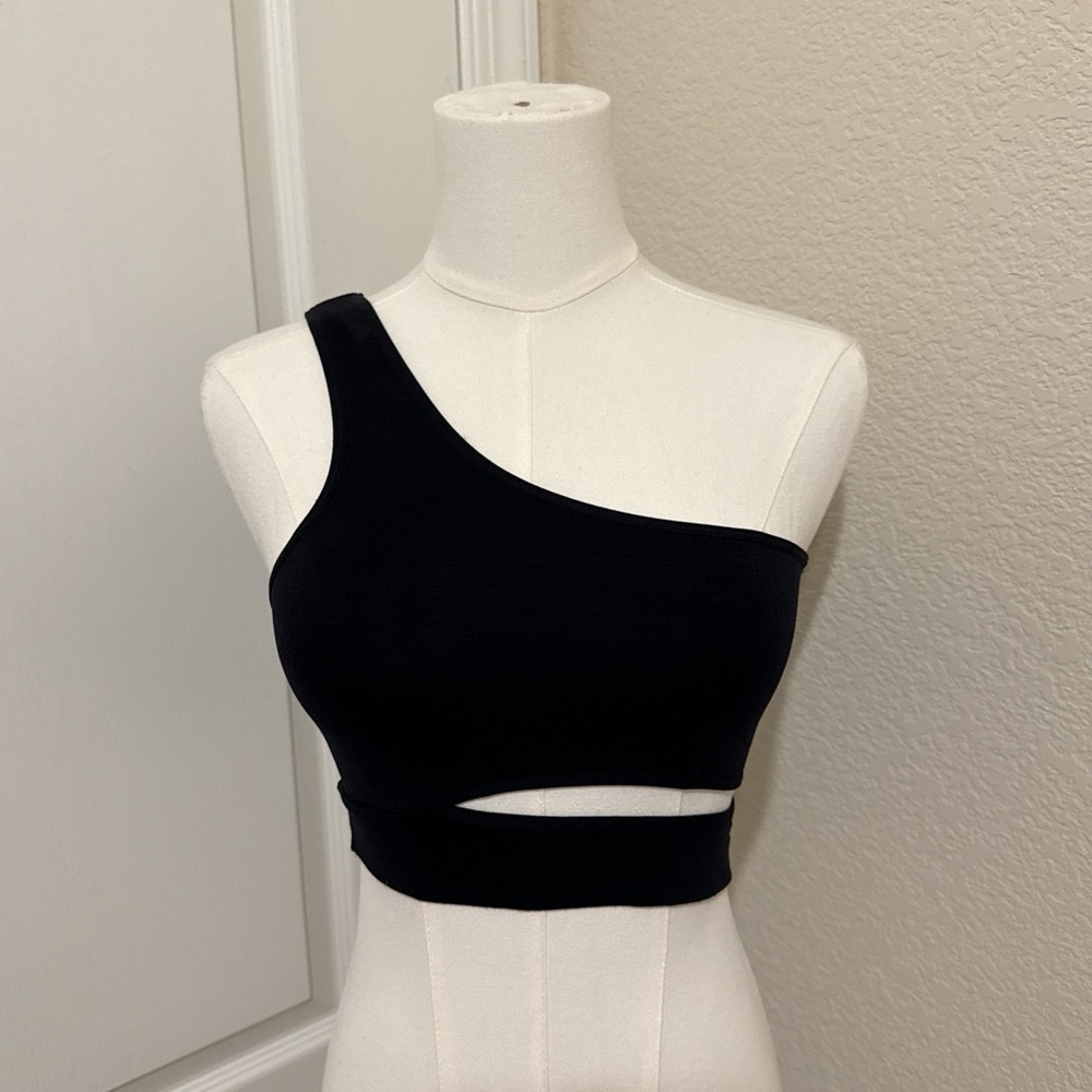 Fashion Nova Black Asymmetrical Crop Top